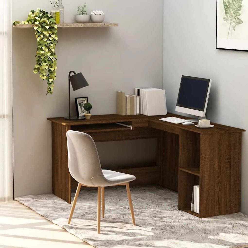 vidaXL Γραφείο Γωνιακό Καφέ Δρυς 120 x 140 x 75 εκ. Επεξεργασμένο Ξύλο