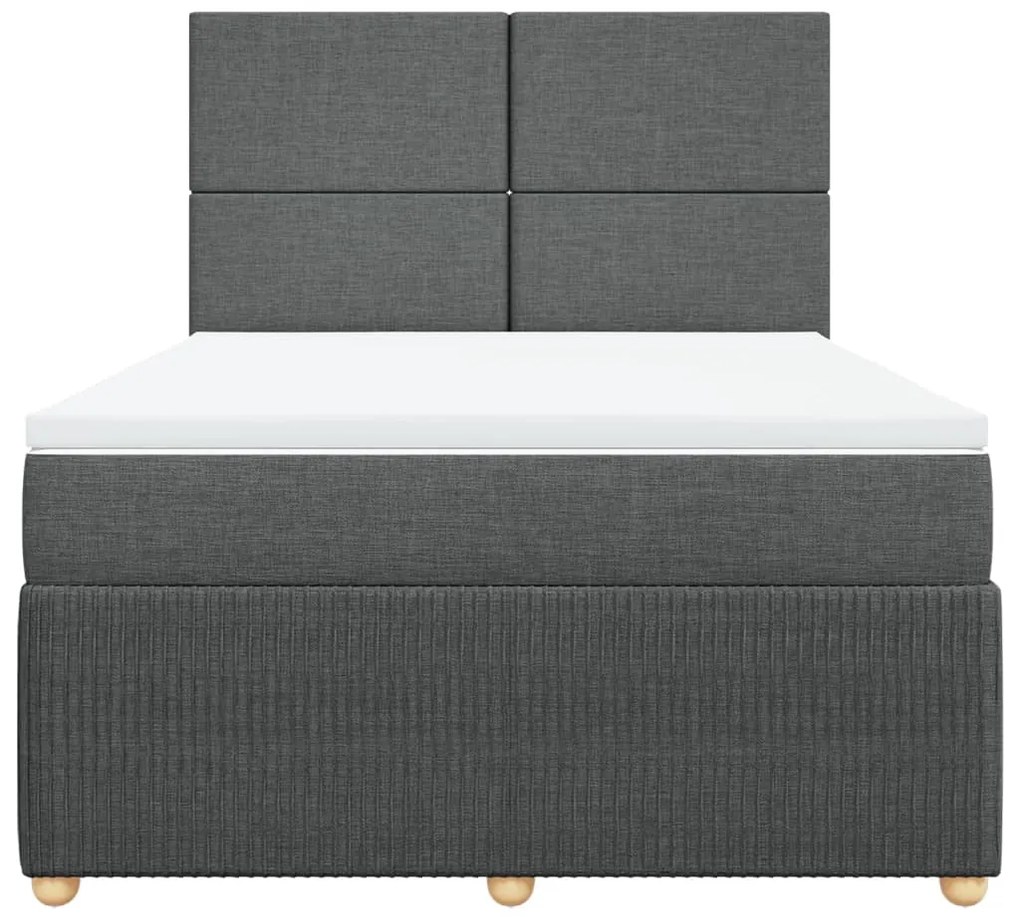 vidaXL Κρεβάτι Boxspring με Στρώμα Σκούρο Γκρι 140x190 εκ. Υφασμάτινο