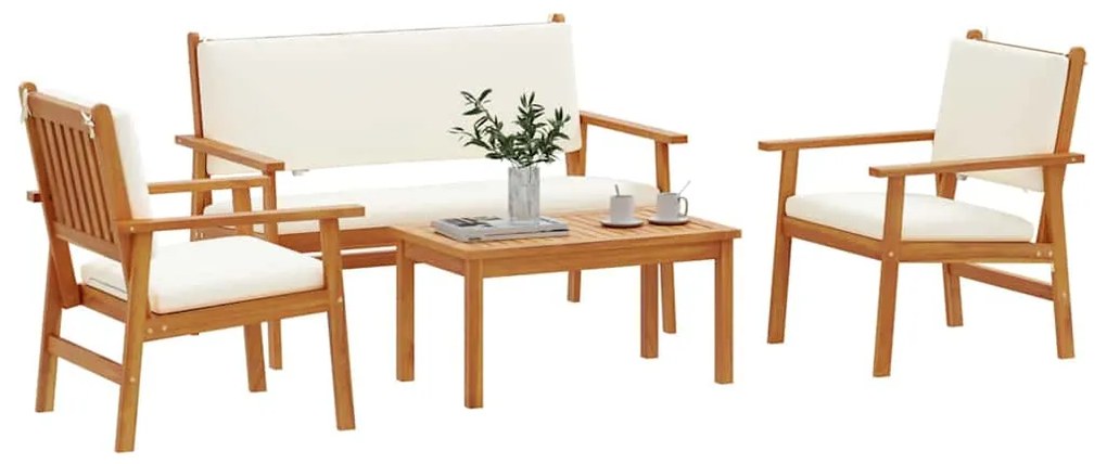 vidaXL Σετ Καναπέ Κήπου 4 pcs Καφέ 75 x 45 x 38 εκ. Μασίφ ξύλο ακακίας