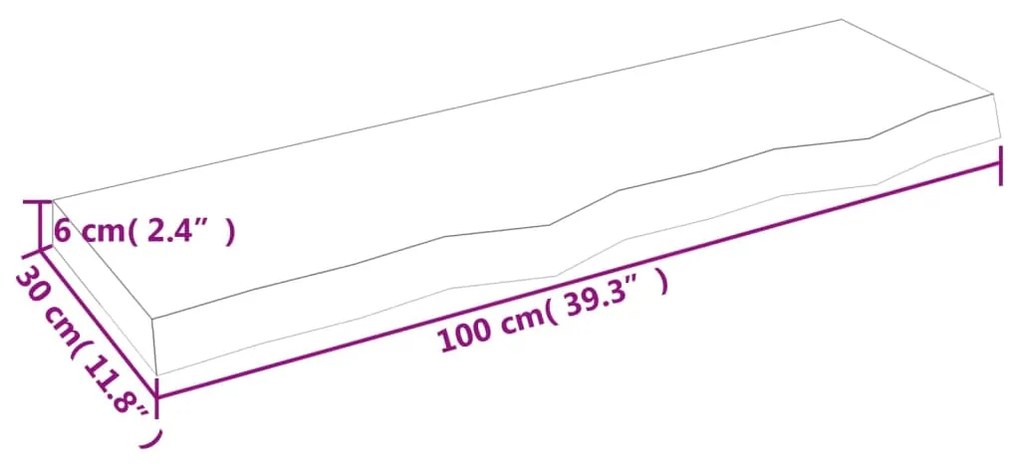 Πάγκος Μπάνιου 100x30x(2-6) εκ. από Ακατέργαστο Μασίφ Ξύλο - Καφέ