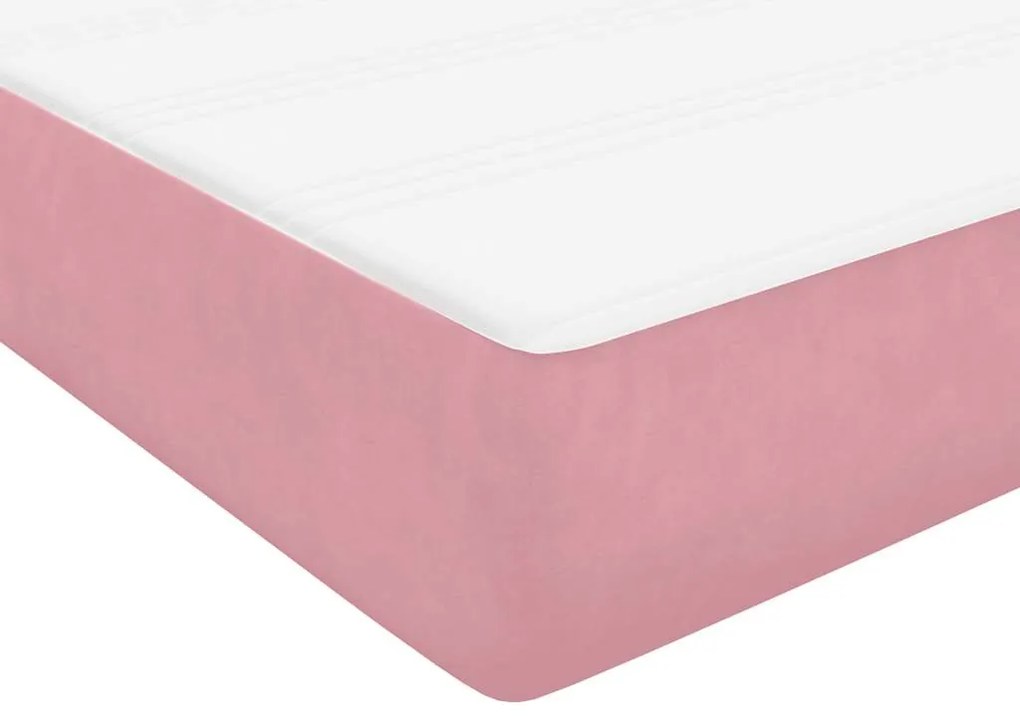 Κρεβάτι Boxspring με Στρώμα Ροζ 80x220 εκ. Βελούδινο 3316142