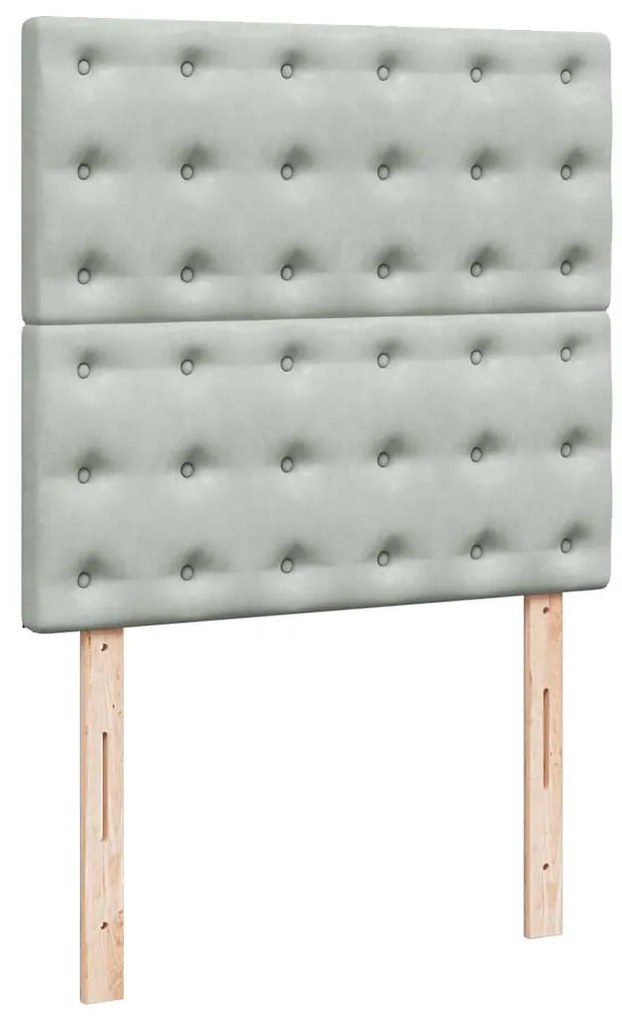 vidaXL Κρεβάτι Boxspring με Στρώμα Ανοιχτό Γκρι 80x200 εκ. Βελούδινο