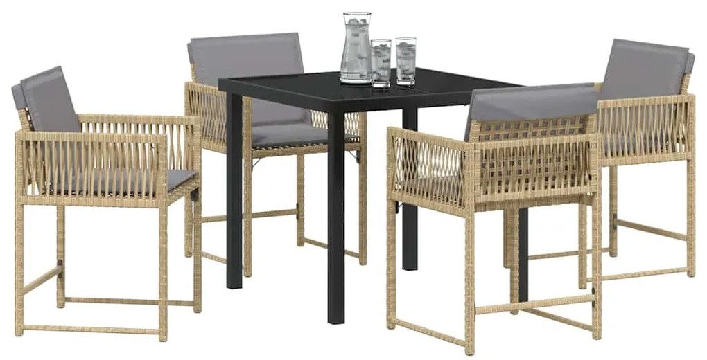 vidaXL Σέτ φαγητού για κήπο 5 pcs Μπεζ συνθετικό ρατάν