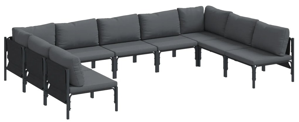 vidaXL Σετ Καναπέ Κήπου 9 pcs Ανθρακί Ατσάλι