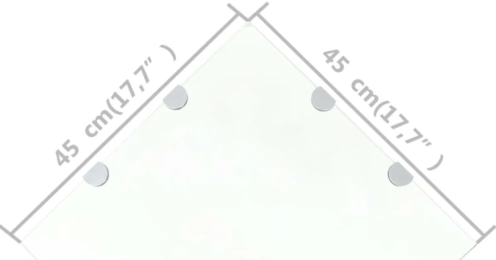 vidaXL Ράφια Γωνία 2 τεμ Διάφανα 45x45 εκ Γυάλινα + Στηρίγματα Χρωμίου