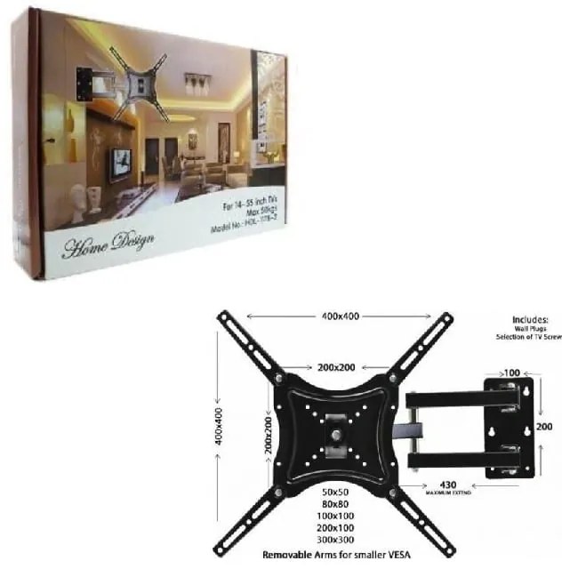 Universal Βάση τηλεόρασης τοίχου 14&quot;-55&quot; έως 50kg HDL-117B-2 - Universal plasma wall mount