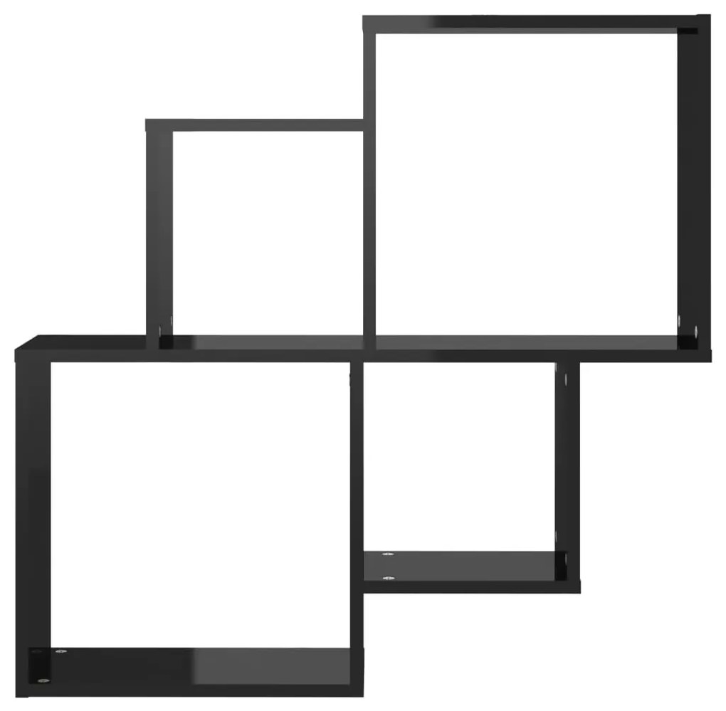vidaXL Ράφι Κύβος Τοίχου Γυαλιστερό Μαύρο 80x15x78,5 εκ. Μοριοσανίδα