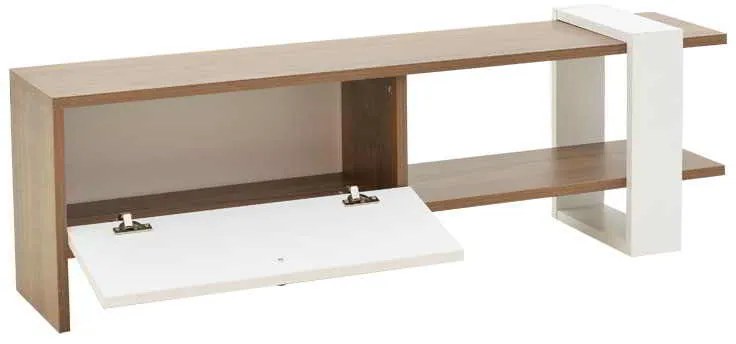 Έπιπλο τηλεόρασης Salon pakoworld χρώμα καρυδί-λευκό 120x25x37εκ