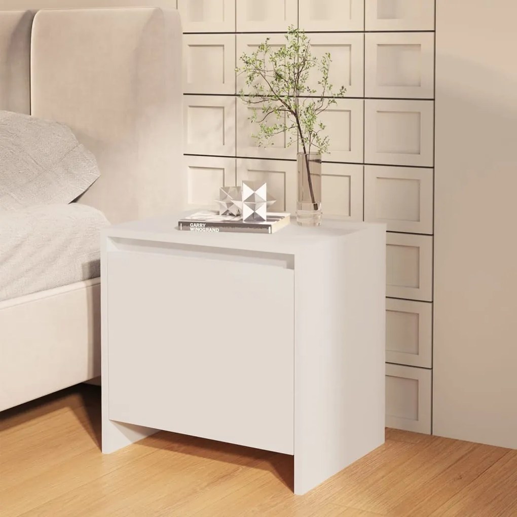 vidaXL Κομοδίνο Λευκό 45 x 34 x 44,5 εκ. από Μοριοσανίδα
