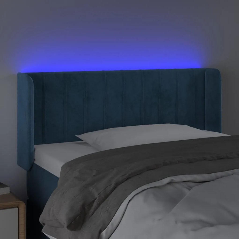 Κεφαλάρι Κρεβατιού LED Σκούρο Μπλε 83x16x78/88 εκ. Βελούδινο 3123508