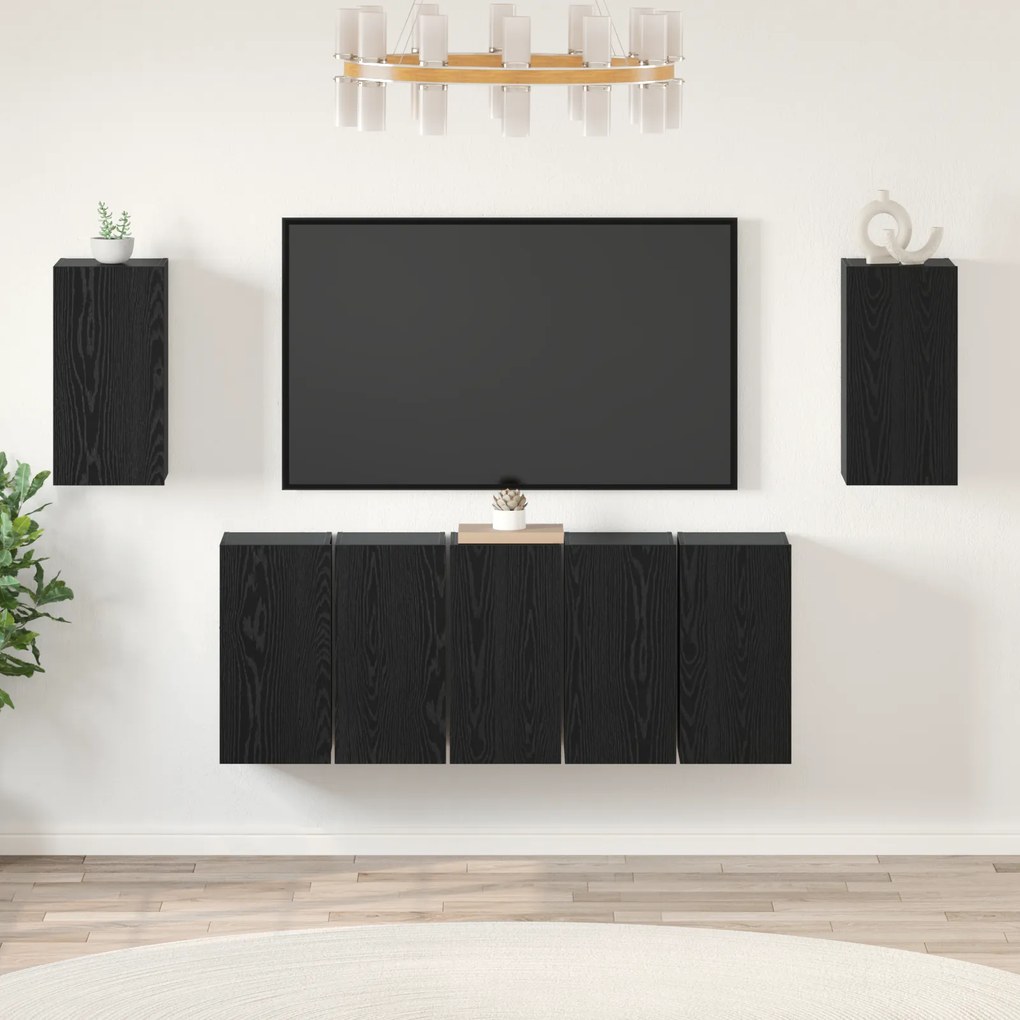 vidaXL Σετ επίπλου τηλεόρασης 7 pcs Μαύρη δρυς 30.5 x 30 x 60 εκ.