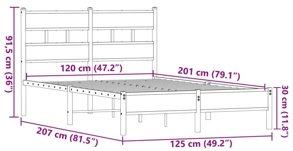 Πλαίσιο Κρεβατιού Χωρ. Στρώμα Καφέ Δρυς 120x200εκ. Επ. Ξύλο - Καφέ