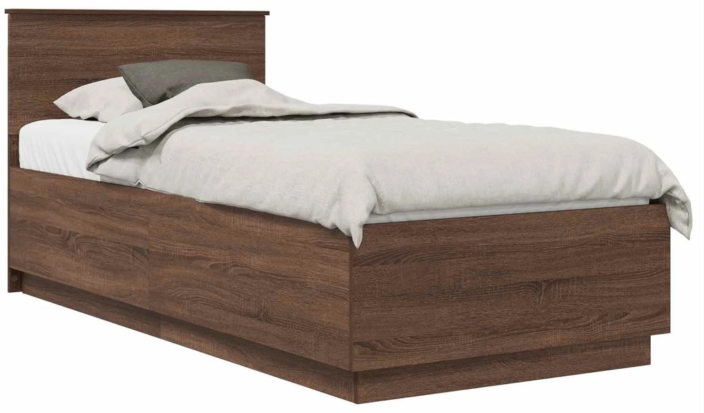 vidaXL Σκελετός Κρεβατιού Καφέ δρυς 70 x 190 cm Επεξεργασμένο ξύλο