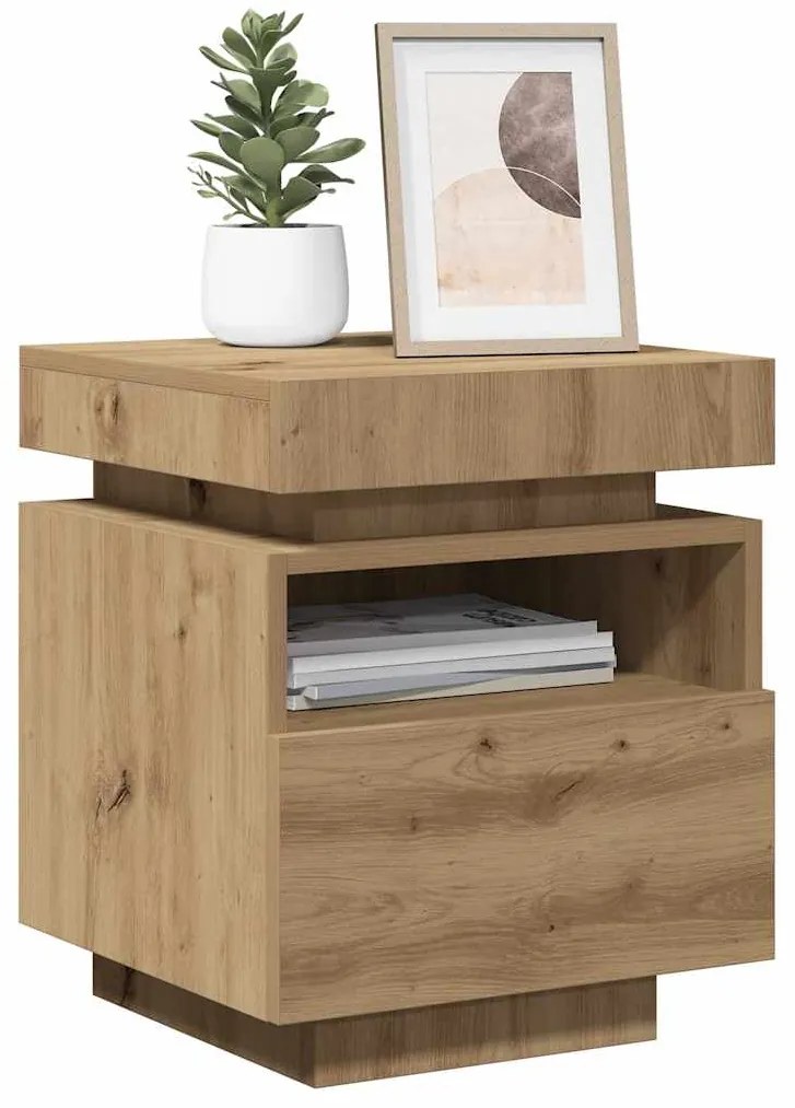 vidaXL Κομοδίνο με φώτα LED Artisan Oak 40x39x48,5 cm