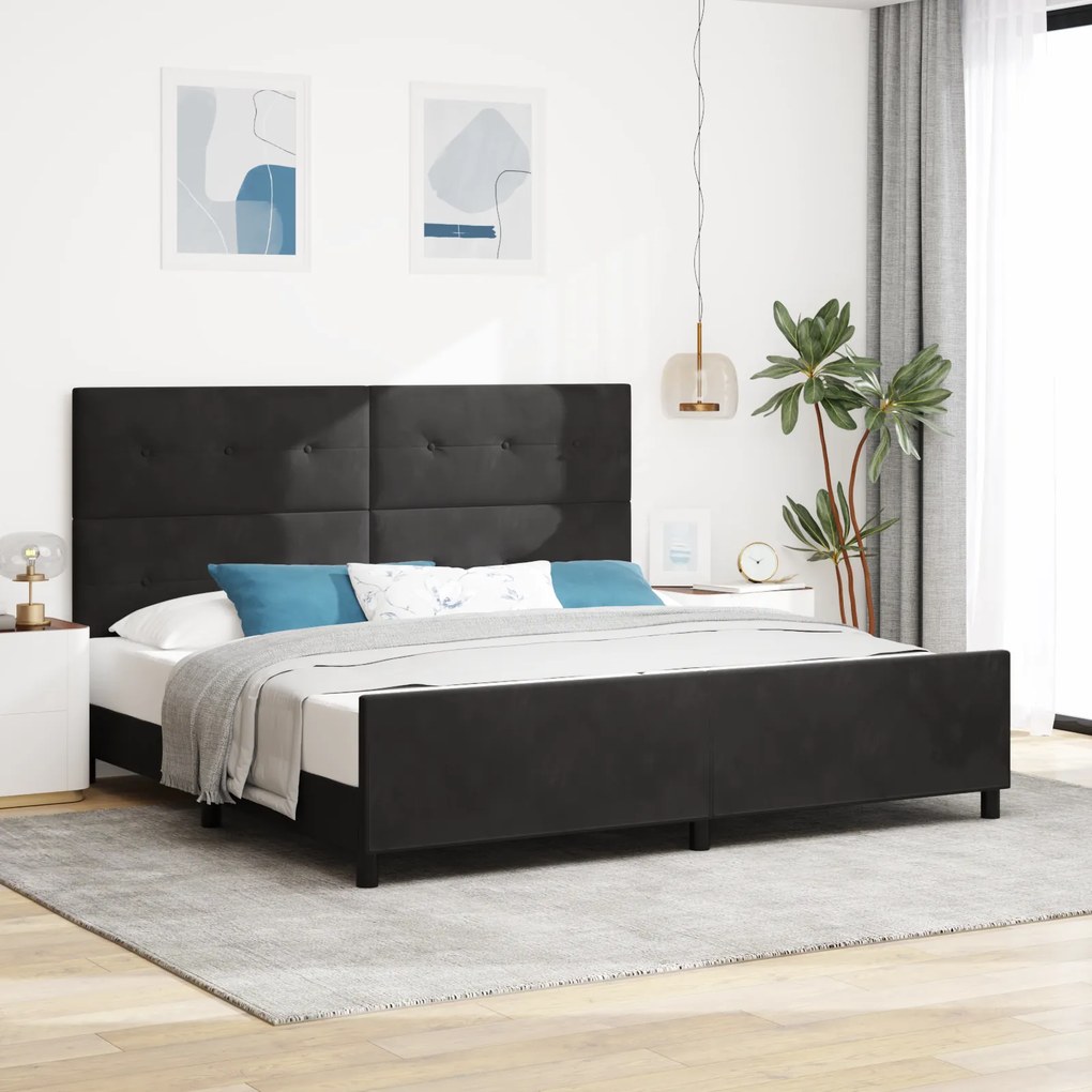 vidaXL Κρεβάτι Μαύρο 200x200 εκ Βελούδο