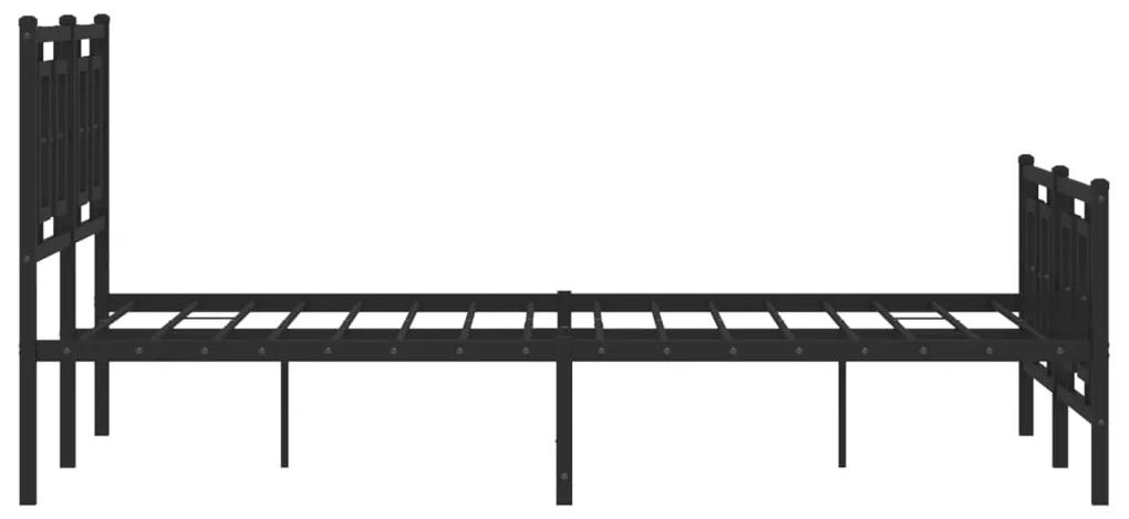vidaXL Πλαίσιο Κρεβατιού με Κεφαλάρι&Ποδαρικό Μαύρο 135x190εκ. Μέταλλο