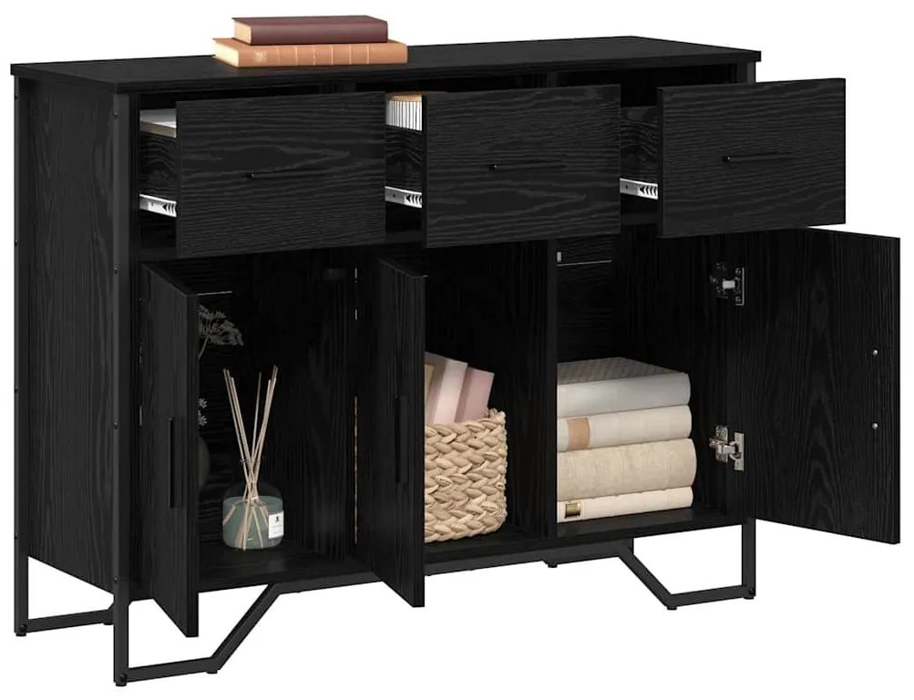 vidaXL Πλαϊνό γραφείο με συρτάρι Μαύρη Οξυά 97 x 32,5 x 74,5 εκ.