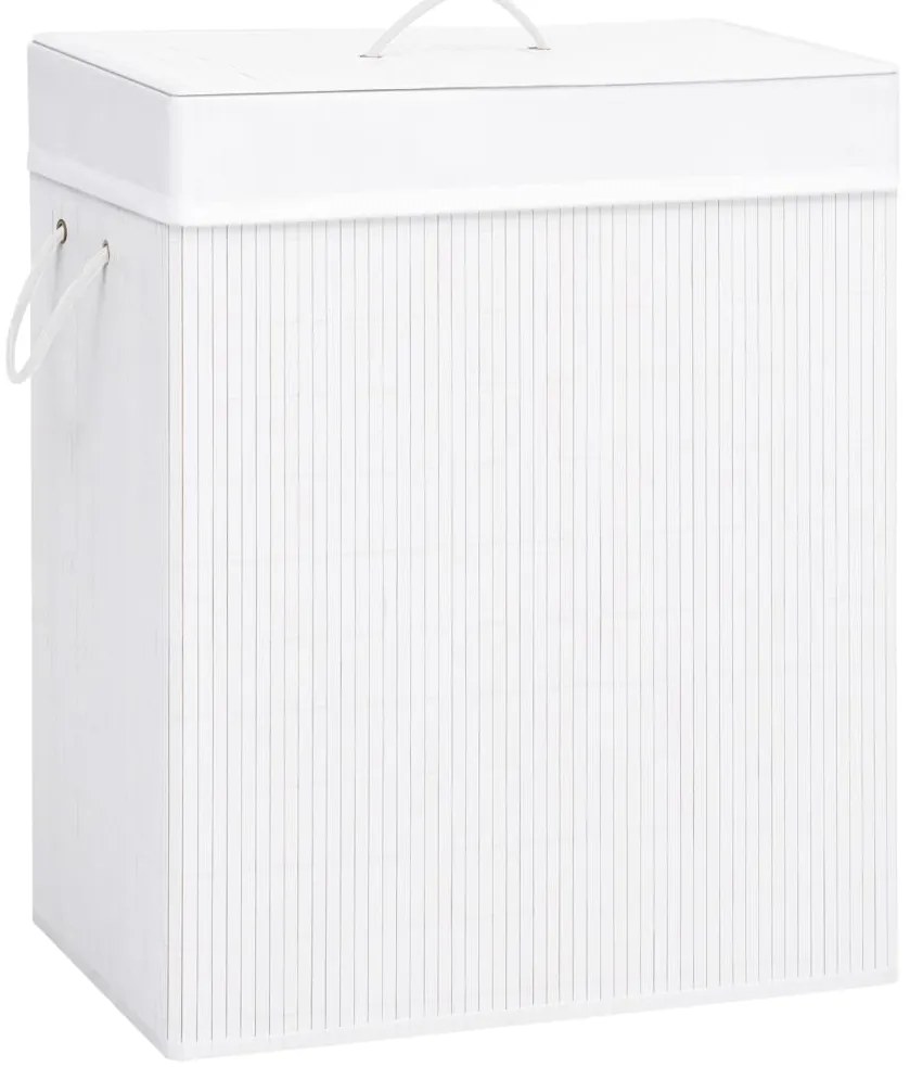 vidaXL Καλάθι Άπλυτων με 1 Τμήμα Λευκό 83 Λίτρα από Μπαμπού