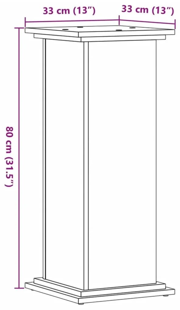 Βάσεις Φυτών Γκρι Sonoma 33x33x80 εκ. Επεξεργασμένο Ξύλο - Γκρι