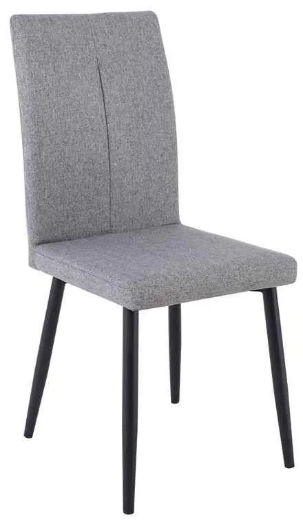 Καρέκλα Μεταλλική MINA Μαύρη/Ύφασμα Grey-Brown 43x56x97cm (Σετ 6 ΤΕΜ)