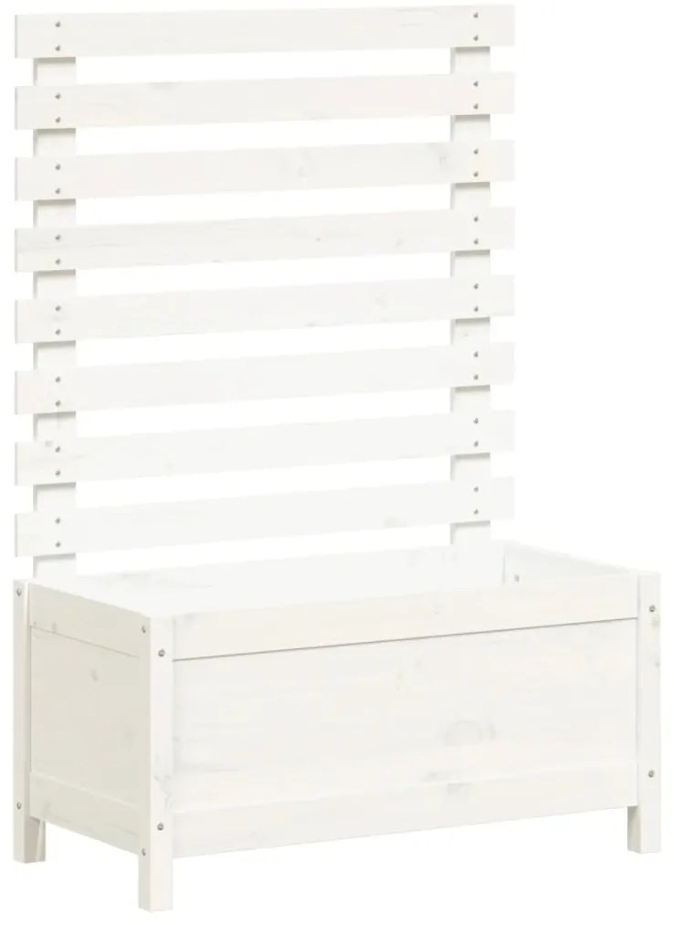 vidaXL Ζαρντινιέρα με Ράφι Λευκή 79 x 39,5 x 114 εκ. Μασίφ Ξύλο Πεύκου