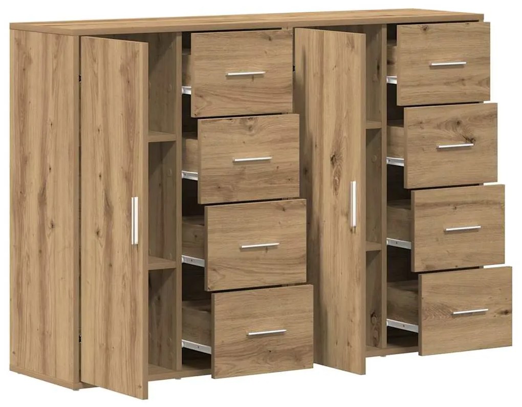 vidaXL Πλαϊνό γραφείο με συρτάρι 2 pcs Artisan Oak 60 x 31 x 84 εκ.