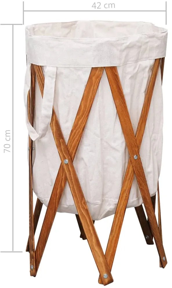 vidaXL Καλάθι Απλύτων Πτυσσόμενο Κρεμ από Ξύλο και Ύφασμα