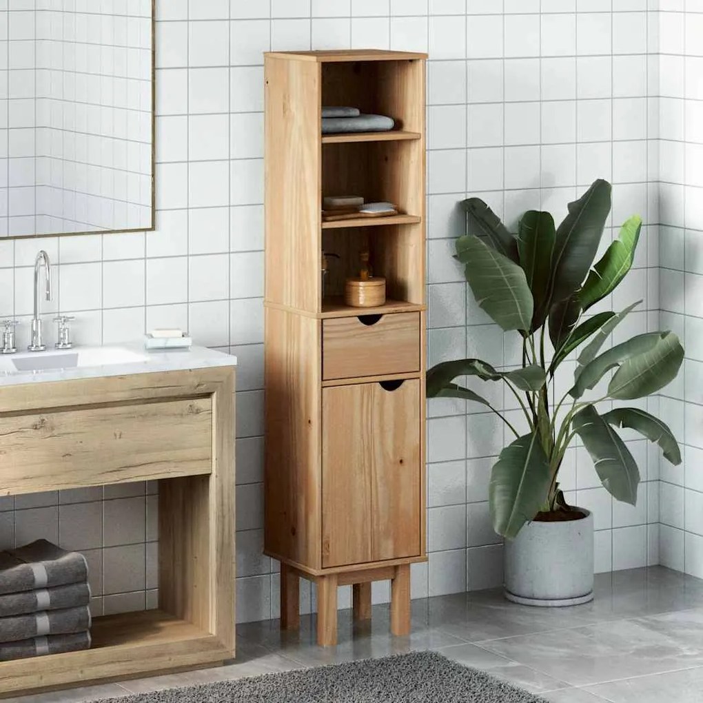 vidaXL Ντουλάπι Μπάνιου OTTA 35x30x159 εκ. Μασίφ Ξύλο Πεύκου