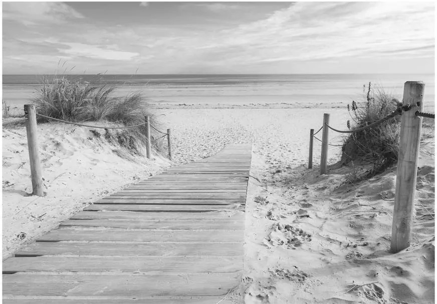 Αυτοκόλλητη φωτοταπετσαρία - On the beach - black and white - 98x70