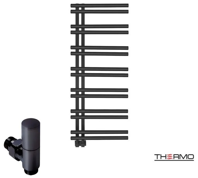 Thermo SOLO Θερμαινόμενη πετσετοκρεμάστρα από ανοξείδωτο χάλυβα με υδραυλική λειτουργία 120x50cm Silk Black