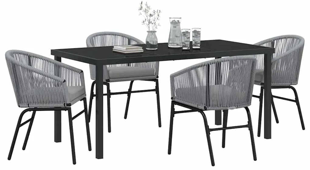 vidaXL Σέτ φαγητού για κήπο 5 pcs Γκρι Πολυ ράταν
