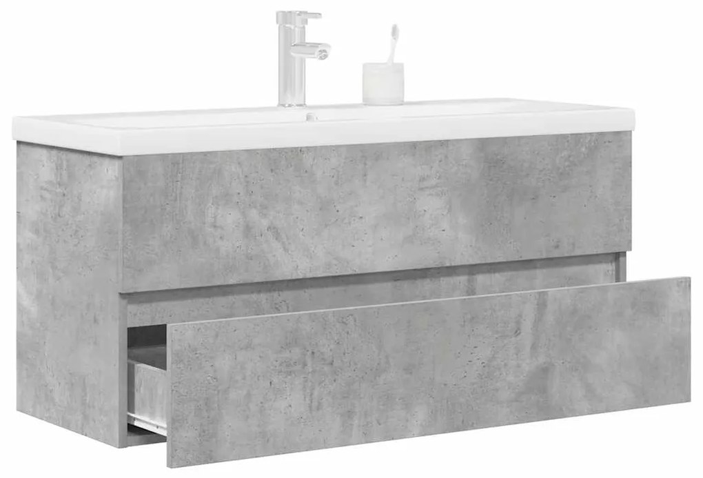 Σετ Επίπλων Μπάνιου 2 Τεμαχίων Γκρι Σκυροδέματος από Επεξ. Ξύλο