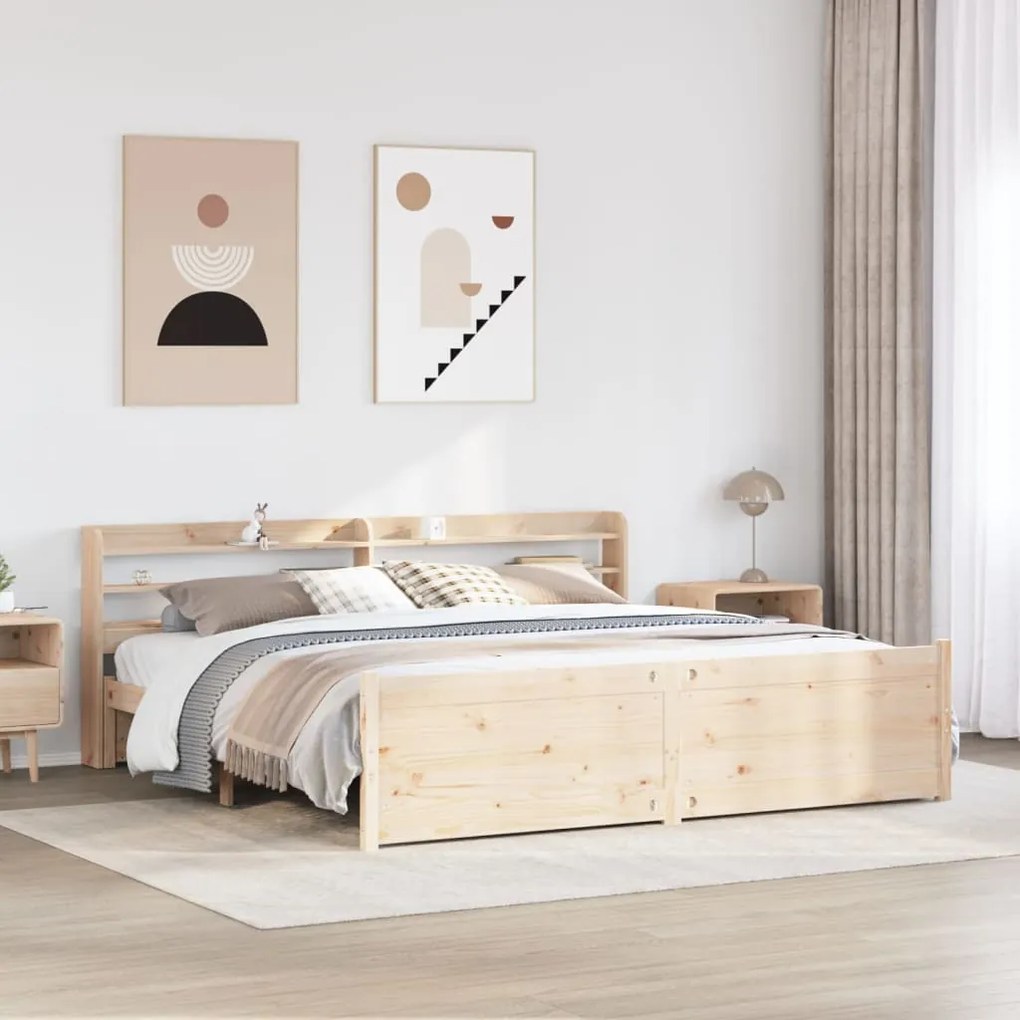 vidaXL Πλαίσιο Κρεβατιού με Κεφαλάρι 180x200 εκ. από Μασίφ Ξύλο Πεύκου