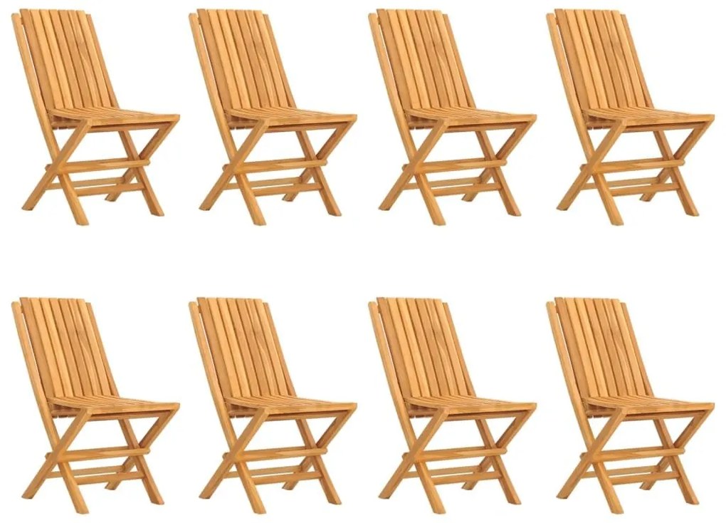 Καρέκλες Κήπου Πτυσσόμενες 8 τεμ. 47x47x89 εκ. Μασίφ Ξύλο Teak - Καφέ