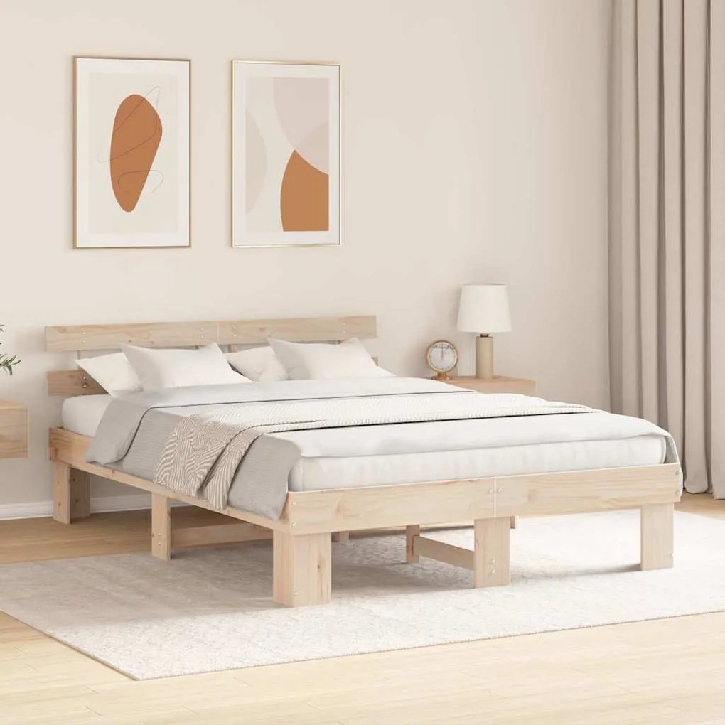 vidaXL Σκελετός Κρεβατιού Καφέ 160 x 200 cm Μασίφ ξύλο πεύκου