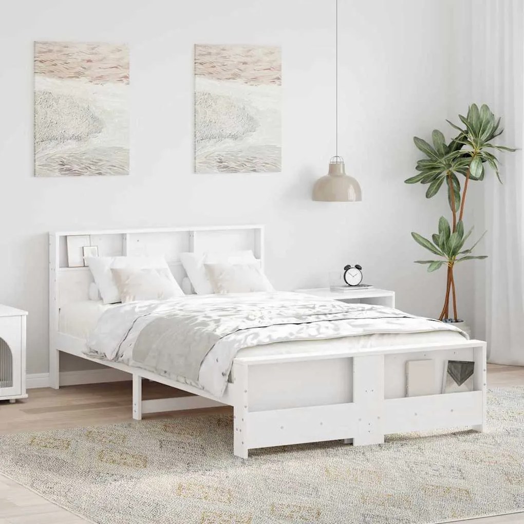 vidaXL Σκελετός Κρεβατιού Λευκό 140 x 190 cm Μασίφ ξύλο πεύκου