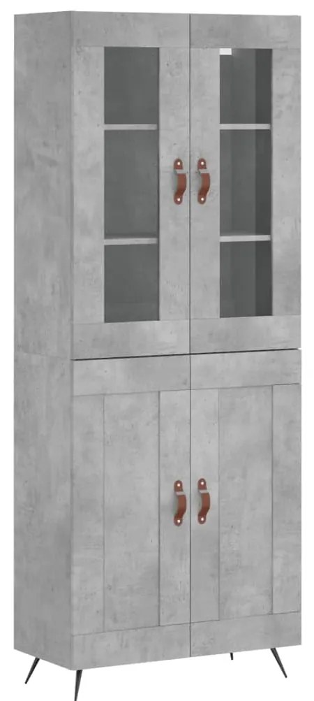 vidaXL Ντουλάπι Γκρι Σκυροδέματος 69,5x34x180 εκ. Επεξεργασμένο Ξύλο