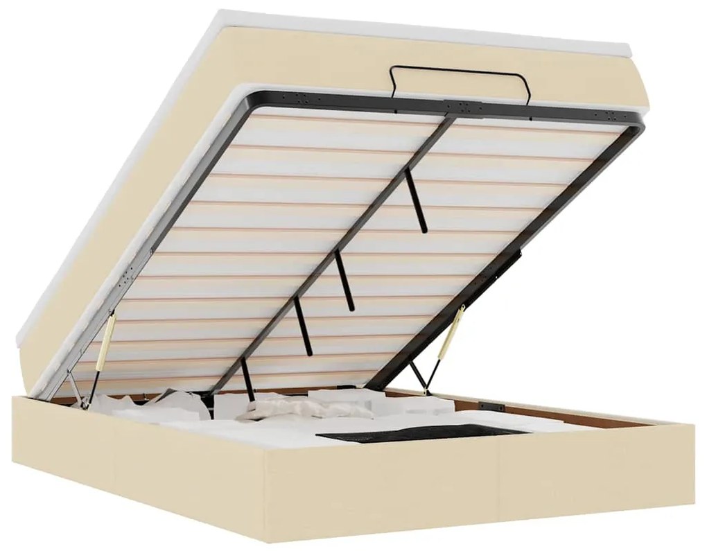 vidaXL Οθωμανικό κρεβάτι με στρώμα Cream 140x200cm ύφασμα