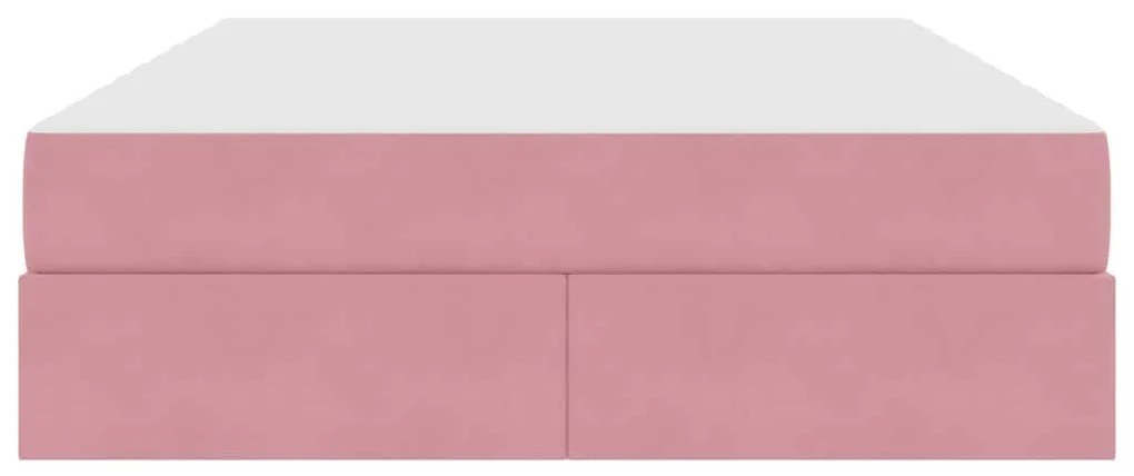 vidaXL Κρεβάτι με αποθηκευτικό χώρο και στρώμα Ροζ 140 x 190 cm