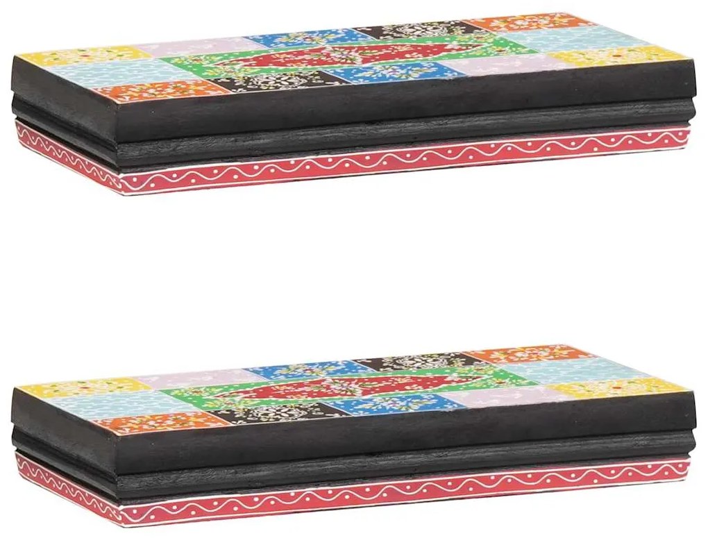 vidaXL Ράφια τοίχου 2 pcs Πολύχρωμο 40 x 20 x 6 cm Μασίφ ξύλο μάνγκο