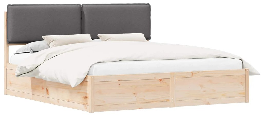 vidaXL Σκελετός Κρεβατιού με Επενδεδυμένο Κεφαλάρι Σκούρο Γκρι