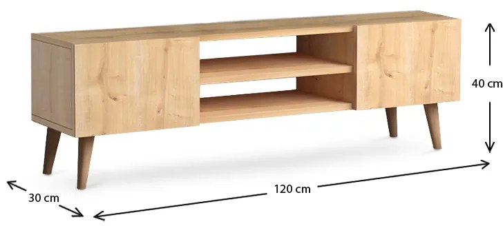 Έπιπλο τηλεόρασης Etna Megapap από μελαμίνη χρώμα oak 120x30x40εκ.