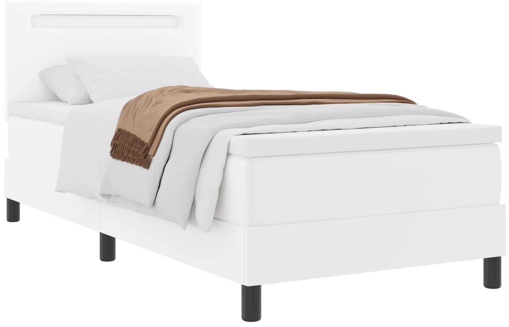 vidaXL Κρεβάτι με Στρώμα σε Λευκό, 90 x 200 εκ, Ψεύτικο Δέρμα.