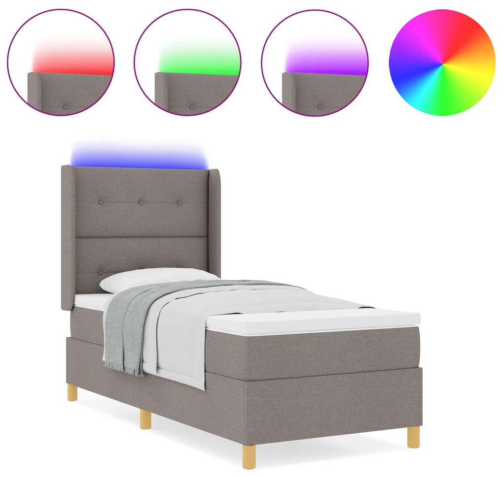 vidaXL κρεβάτι με στρώμα & LED Ταμπά 90x190 εκ. Ύφασμα