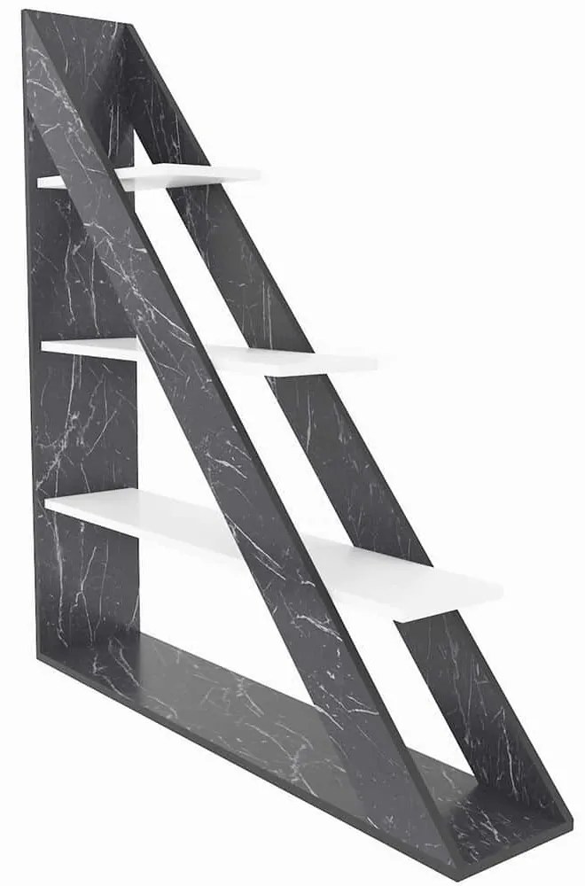 Βιβλιοθήκη Pisagor 875ZNA4559 120x25x131,8cm Marble Effect Black-White