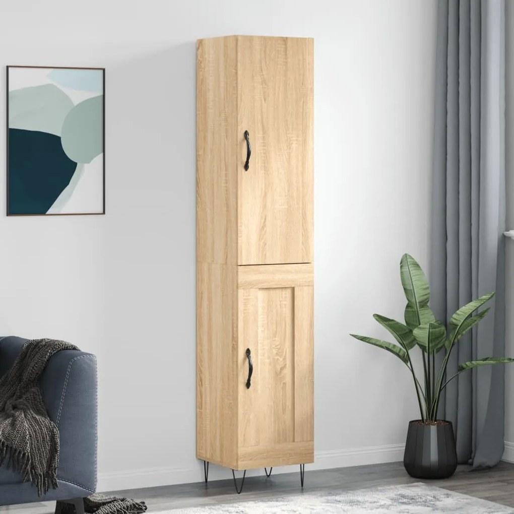 vidaXL Μπουφές Sonoma δρυς 34,5 x 34 x 180 εκ. από Επεξεργασμένο Ξύλο