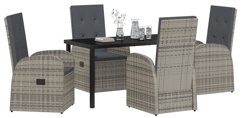 vidaXL Ρυθμιζόμενες Καρέκλες Κήπου 5 pcs Γκρι 140 x 70 x 73 cm