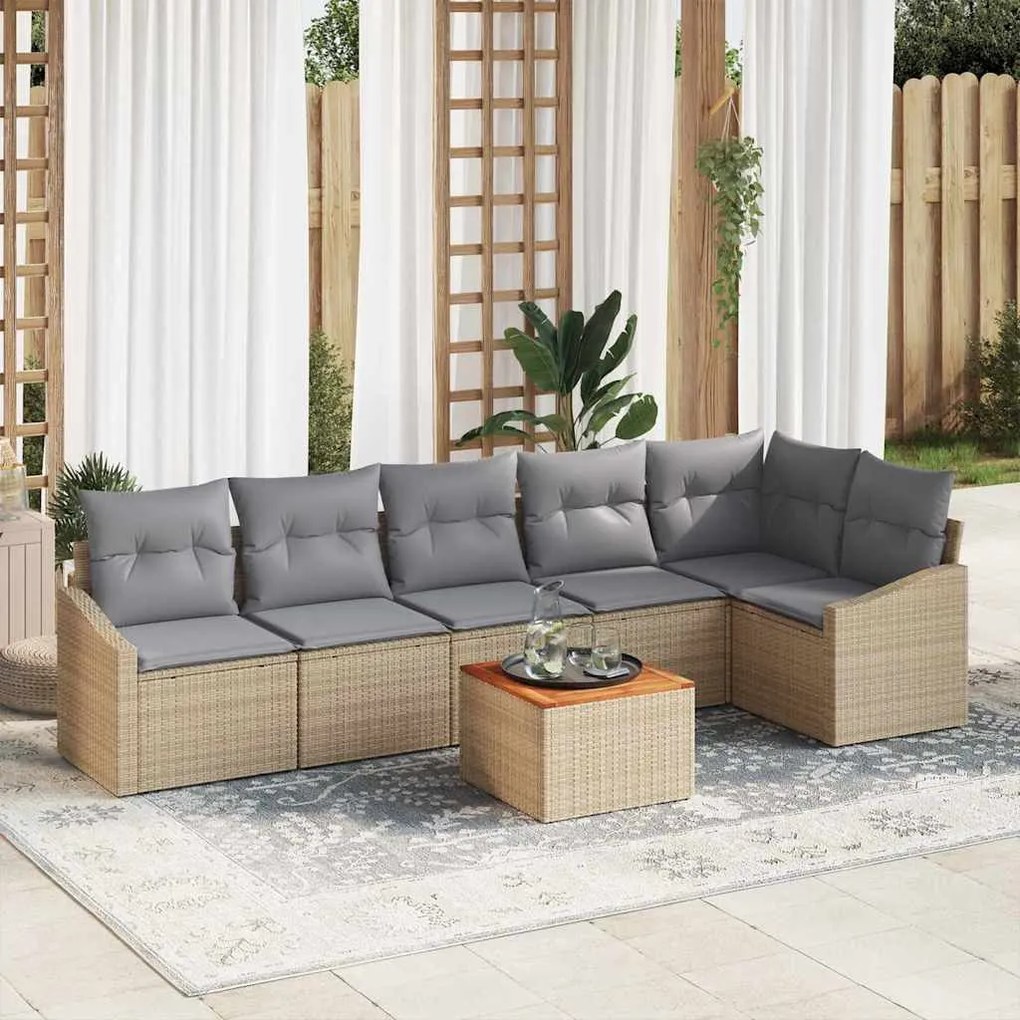 vidaXL Σετ Καναπέ Κήπου 7 pcs Beige, ανοιχτό γκρι