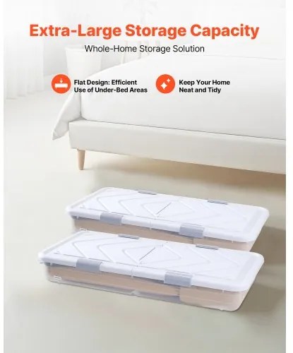 VEVOR Under Bed Storage with Wheels 39.8x20.1x5.9 In Rolling Storage Bags 2 Pack
