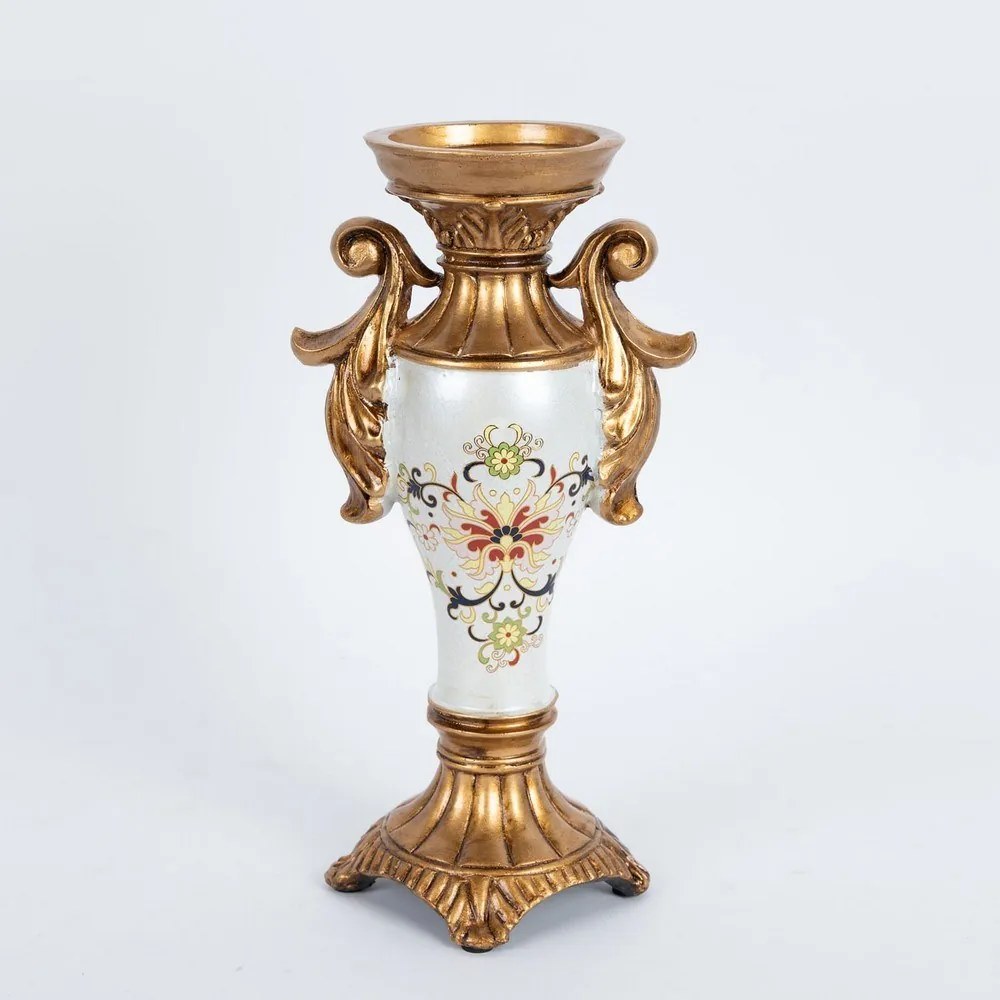 Κηροπήγιο 752-21016 15x9.5x29cm Gold-Multi Estheti Home Πολυρεσίνη